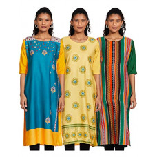 Deals, Discounts & Offers on Women - [Size XXXL] Sancom Women's Crepe Straight Kurta