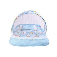 Deals, Discounts & Offers on Baby Care - New Born Baby Bedding Set Mattress with Mosquito Net & Neck Pillow For 0-6 Months Baby Boy's & Baby Girl's (Blue)