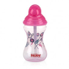 Deals, Discounts & Offers on Baby Care - Nuby Click-It Designer Series Flip It Straw Active Sipeez 300ml (Pink)
