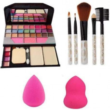 Deals, Discounts & Offers on Beauty Care - Angelie Nylon Bristle Makeup kit, Makeup Brush, Blender Puff - Multicolour, Kit, 5 Pcs Makeup Brush, 2 Pcs Blender Puff Combo