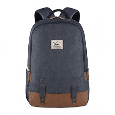 Deals, Discounts & Offers on Laptop Accessories - Gear Classic Anti Theft Faux Leather 14 cms Navy Tan Laptop Backpack (LBPCLSLTH0519)