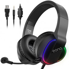 Deals, Discounts & Offers on  - Amazon Brand - Eono PC Gaming Headphones Surround Sound with Noise-Cancelling Boom mic, Stereo Sound Wired Over Ear Headphones with RGB Light Compatiable with PC, Computer, PS5, PS4 Console, Laptop with 3.5mm Jack