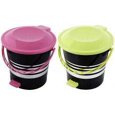 Deals, Discounts & Offers on  - Kuber Industries 2 Pieces Plastic Dustbin Garbage Bin with Handle,5 Liters (Pink & Green) -CTKTC37996