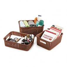 Deals, Discounts & Offers on  - Cello Plastic Style Knit Small Basket Without Lid, Brown - Set of 3