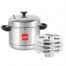 Deals, Discounts & Offers on Cookware - Cello Stainless Steel Idli Cooker, 4 Plates, Steel