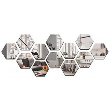 Deals, Discounts & Offers on  - Wall1ders 12 Hexagon Silver (Each Hexagon Size 10.5 cm x 12.1 cm), mirror stickers for wall, hexagon mirror wall stickers, acrylic mirror wall decor sticker, hexagonal mirror wall sticker, wall mirror stickers, wall stickers