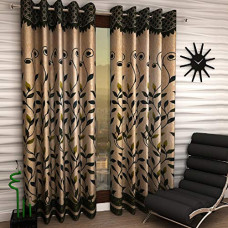 Deals, Discounts & Offers on  - Home Sizzler Polyester Blend Window Curtains (5 Feet, Green) - Set of 2