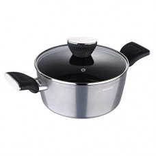 Deals, Discounts & Offers on Cookware - Bergner Carbon TT Forged Aluminium Non-Stick Casserole with Glass Lid & Induction Base (28 cm, 6 Liters, Metallic Grey)