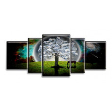 Deals, Discounts & Offers on  - SAF Set of 5 Beautiful Nature UV Textured Self adhesive large Panel Painting 42 Inch X 18 Inch