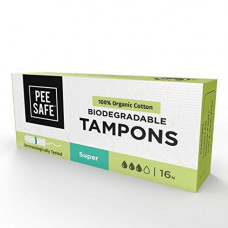 Deals, Discounts & Offers on Health & Personal Care - Pee Safe 100% Organic, Biodegradable Cotton Tampons - Pack of 16 (Super)