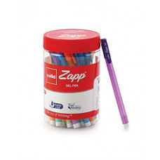 Deals, Discounts & Offers on Stationery - Cello Zapp Gel Pens (25 Pens Jar - Blue) | Dark gel ink for fine writing | Available in 5 bright body colors