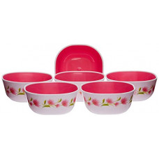 Deals, Discounts & Offers on  - Nayasa Superplast Square DLX Plastic Bowl Set, 200 ml, Set of 6, Pink