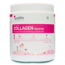 Deals, Discounts & Offers on  - & ME Collagen Booster Plant Based For Skin, Anti-Aging, Beauty with 24K Gold Flakes, Pearl Powder, Sea Buckthorn, Hyaluronic Acid (Raspberry Flavour, 250gm)
