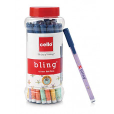 Deals, Discounts & Offers on Stationery - Cello Bling Pastel Ball Pens (25 Pens Jar - Blue) | Ballpen set with different body foils in exciting pastel shades|Smooth writing pens ideal
