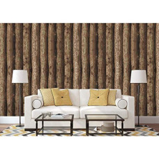 Deals, Discounts & Offers on Home Improvement - Jaamso Royals Vinyl Wood Tree Trunks Log Cabin Wallpaper
