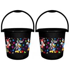 Deals, Discounts & Offers on  - Kuber Industries Disney Team Mickey Print Unbreakable Virgin Plastic Strong Bathroom Bucket ,18 LTR-Pack of 2 (Black)