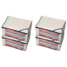 Deals, Discounts & Offers on  - Kuber Industries Polka Dots Designer 4 Piece Non Woven Saree Cover Set, Ivory (NWSC0201)
