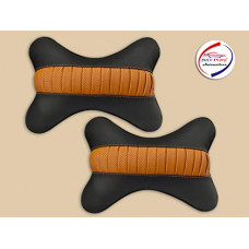 Deals, Discounts & Offers on  - Auto Pearl Neck Rest Black Tan Strip Dot (Set of 2 Pcs)