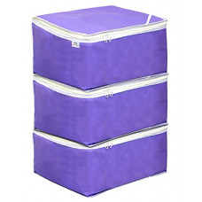 Deals, Discounts & Offers on  - Heart Home Non Woven Petticoat Cover Wardrobe Organiser Clothes Storage Bag-Pack of 3 (Purple)-HS_38_HEARTH21679