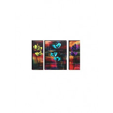 Deals, Discounts & Offers on  - Indianara Set of 3 Multicolored Floral MDF Painting (3157 FL) without glass 4.5 X 12, 9 X 12, 4.5 X 12 INCH