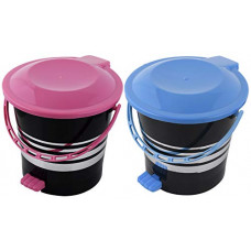 Deals, Discounts & Offers on  - Kuber Industries 2 Pieces Plastic Dustbin Garbage Bin With Handle,5 Liters (Pink & Blue) -Ctktc37994