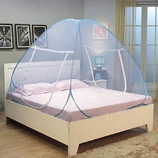 Deals, Discounts & Offers on Outdoor Living  - Kuber Industries Mosquito Net Foldable King Queen Size (Double Bed) with Free Saviours 6.5 x 6.5 Feet (Blue) (CTLTC035007), Standard
