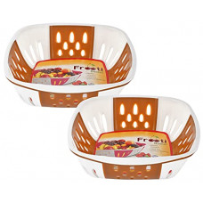 Deals, Discounts & Offers on  - Kuber Industries Large Plastic Fruit, vegetable Storage Basket- Pack of 2 (Brown)-HS42KUBMART25389