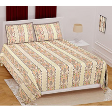 Deals, Discounts & Offers on  - CRIMSON CROCHET Premium Cotton 180 TC King Size BEDSHEET with 2 Pillow Covers (Splendid Cream)