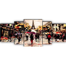 Deals, Discounts & Offers on  - SAF SANFPNL31214 Eiffel Tower Modern Art UV Textured Home Decorative MDF Panel Painting Set of 5