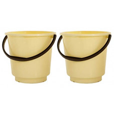 Deals, Discounts & Offers on  - Kuber Industries Unbreakable Strong 2 Pieces Plastic Bathroom Bucket 16 LTR (Cream & Brown)-KUBMART11170