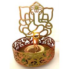 Deals, Discounts & Offers on  - eCraftIndia Shadow Ganesh Ji Metal Tea Light Holder (8 cm x 8 cm x 11 cm, Brown)
