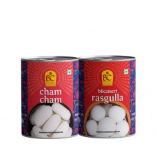 Deals, Discounts & Offers on  - Bhikharam Chandmal - Indian Sweets Bikaneri Rasgulla and Cham Cham Mithai Tin 1kg (Combo)