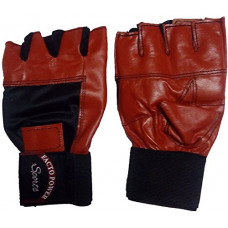 Deals, Discounts & Offers on Accessories - Facto Power Red Color Leather Quality Fingerless Weight Lifting/Cycling/outdoor Exercise/Fitness Gloves With Wrist Support