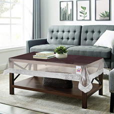 Deals, Discounts & Offers on  - Fun Homes Transparent White Lace PVC 4 Seater Center Table Cover 60