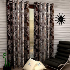 Deals, Discounts & Offers on  - Fashion String Polyester 2 Pieces Door Curtain Set, 7 Feet Long, Brown