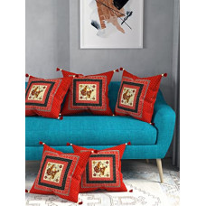 Deals, Discounts & Offers on  - Lali prints Jaipuri Printed Cushion Covers Set of 5 100% Cotton Size 16x16 inches