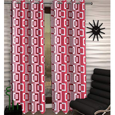 Deals, Discounts & Offers on  - Kuber Industries Geometric Design 1 Piece Polyester Eyelet Door Curtain 7 Feet (Maroon)-CTKTC030130