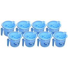 Deals, Discounts & Offers on  - Kuber Industries Floral Printed Virgin Plastic 8 Pieces Bathroom Mug , 1000 ml (Blue)-KUBMART1240
