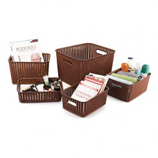 Deals, Discounts & Offers on  - Cello Style Knit Basket Without Lid, Set of 5, Brown