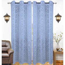 Deals, Discounts & Offers on  - Heart Home 1 Piece Cotton 7 Feet Eyelet Door Curtain (Blue) - CTHH01421