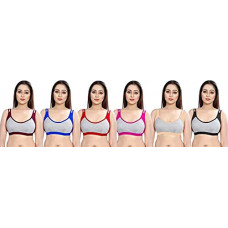 Deals, Discounts & Offers on Women - [Size 40] PP NEXT Women & Girls Cotton Non Padded Non-Wired Sports Bra | Daily Workout Sports Gym Bra - Multicolor | Available Size - 30, 32, 34, 36, 38, 40 (Pack of 6)