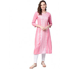 Deals, Discounts & Offers on Women - [Size L] Vaamsi Crepe Printed Kurti(VPK1778_Light Pink_L)