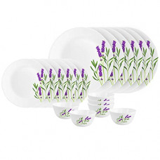 Deals, Discounts & Offers on  - Cello Lavender Meadow Zarah Series Opalware Dinner Set, 18 Pieces, Service