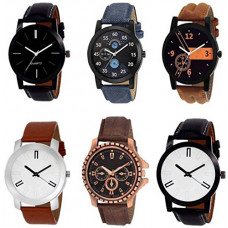 Deals, Discounts & Offers on Men - NUBELA Analogue Multicolour Dial Leather Strap Men's Watches Combo of 6