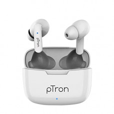 Deals, Discounts & Offers on Headphones - pTron Bassbuds Duo in-Ear Earbuds with 32Hrs Total Playtime, Bluetooth 5.1 Wireless Headphones, Stereo Audio, Touch Control TWS, Dual Mic, Type-C Fast Charging, IPX4 & Voice Assistance (White)