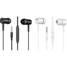 Deals, Discounts & Offers on Headphones - SellnShip Z24 3.5MM Universal in-Ear Wired Earphone with Mic Earbuds Headset For iOS Android Computer Earphone (Black+White Combo)