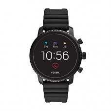 Deals, Discounts & Offers on Mobile Accessories - (Renewed) Fossil Gen 4(45mm, Black) Explorist Silicone Touchscreen Men's Smartwatch with Heart Rate, GPS, Music Storage and Smartphone Notifications - FTW4018