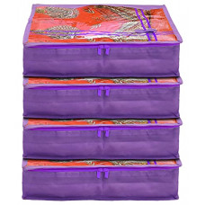 Deals, Discounts & Offers on  - Kuber Industries Non-Woven Single Saree Cover With Tranasparent Top- Pack of 4 (Purple)-44KM0337