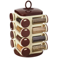 Deals, Discounts & Offers on  -  Amazon Brand - Solimo Revolving Spice Rack Set (16 pieces, Maroon)