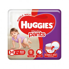 Deals, Discounts & Offers on Baby Care - Huggies Wonder Pants Medium (M) Size Baby Diaper Pants, 60 Count, with Bubble Bed Technology